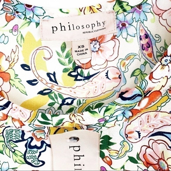 𝅺PHILOSOPHY Floral & Paisley Sleeveless Top NWT XS - Picture 4 of 7